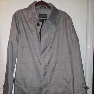Ralph Lauren Mac Rain Buttoned Collar Coat (Checkered Burberry Look) Size 40R